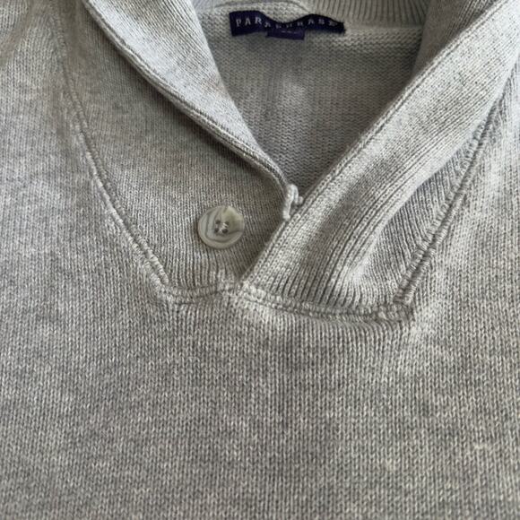 Shawl Collar Sweater Womens XL Gray Button Pullover Classic Thick Knit Preppy - Picture 4 of 7